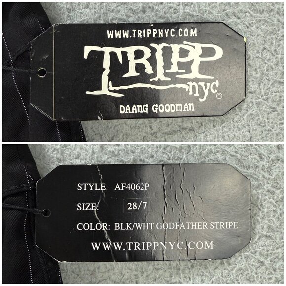 Tripp NYC Pants Womens 28 / 7 Black Godfather Stripe Super D Ring Flare Wide Leg - Picture 3 of 12